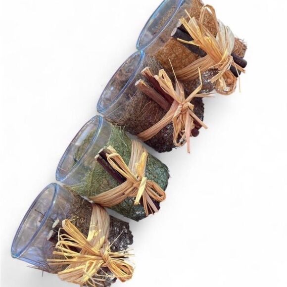 Other - Rustic Glass Candle Holders Set - Brown, Green, Blue